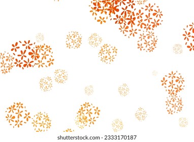 Light Orange vector natural backdrop with leaves. A vague abstract illustration with leaves in doodles style. Colorful pattern for kid's books.