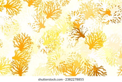 Vector de naranja claro fondo natural con ramas, hojas. Ilustración colorida en estilo doodle con hojas, ramas. Nuevo diseño para su negocio.