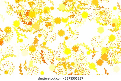 Light Orange vector natural backdrop with flowers, roses. Colorful illustration in doodle style with flowers. New template for your brand book.