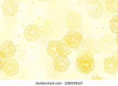 Light Orange vector natural background with leaves. Doodle illustration of flowers in Origami style. Brand new style for your business design.