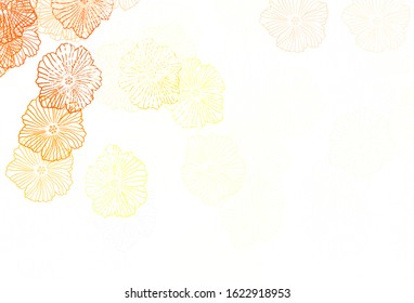 Light Orange vector natural background with leaves. Glitter abstract illustration with flowers. Textured pattern for websites, banners.