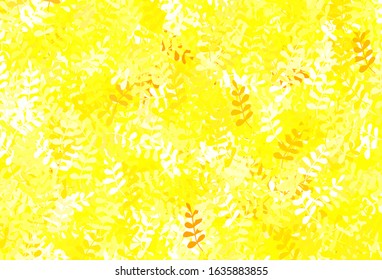 Light Orange vector natural background with leaves. Sketchy doodles with leaves on blurred background. New template for your design.