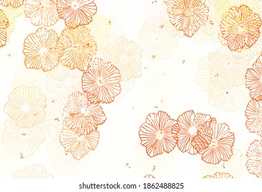 Light Orange vector natural background with leaves. Glitter abstract illustration with flowers. Textured pattern for websites, banners.