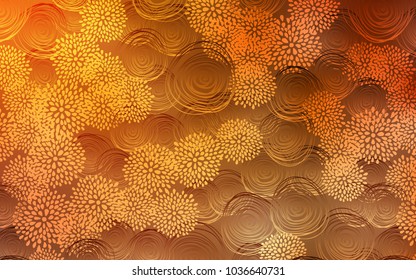 Light Orange vector natural elegant template. Sketchy doodles with flowers on blurred background. The pattern can be used for coloring books and pages for kids.