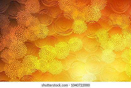 Light Orange vector natural elegant template. Doodle illustration of flowers in Origami style with gradient. A new texture for your design.