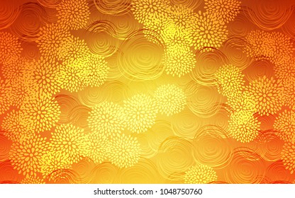 Light Orange vector natural elegant template. Flowers on blurred abstract background with gradient. The pattern can be used for wallpapers and coloring books.