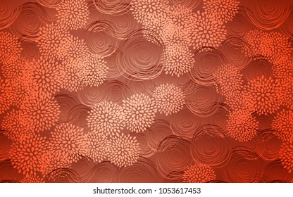 Light Orange vector natural elegant background. Sketchy doodles with flowers on blurred background. The pattern can be used for wallpapers and coloring books.