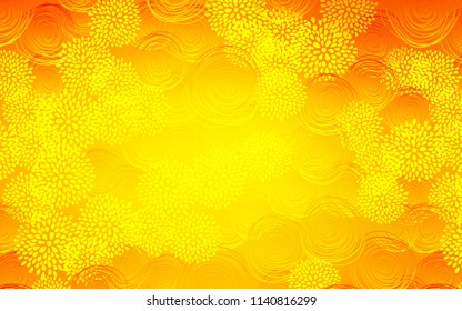 Light Orange vector natural elegant artwork. A vague abstract illustration with flowers in doodles style. The textured pattern can be used for website.