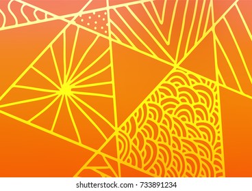 Light Orange vector natural elegant background. Glitter abstract illustration with doodles and Zen tangles. A new texture for your design.