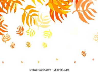 Light Orange vector natural pattern with leaves. leaves on blurred abstract background with gradient. Template for backgrounds of cell phones.