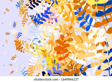 Light Orange vector natural pattern with leaves. Creative illustration in blurred style with leaves. New template for your brand book.