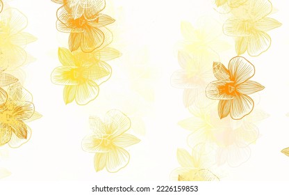 Light Orange vector natural pattern with flowers. Doodle illustration of flowers in Origami style. The best design for your business.