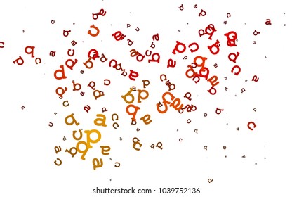 Light Orange vector pattern with ABC symbols. Shining illustration with ABC symbols on abstract template. Best design for your ad, poster, banner of college.