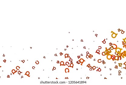 Light Orange vector pattern with ABC symbols. Shining illustration with ABC symbols on abstract template. Template can be used as a background for ads of typography.