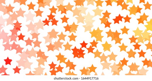 Light Orange vector pattern with abstract stars. Shining colorful illustration with small and big stars. Theme for cell phones.