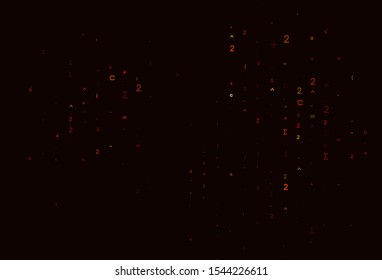 Light Orange vector pattern with arithmetic signs. Shining colorful illustration with isolated Digit signs. Pattern for school, grammar websites.