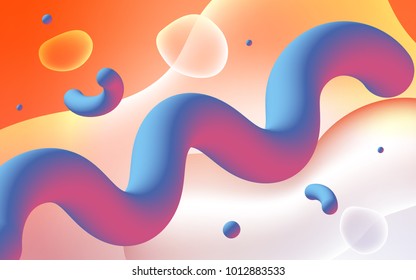 Light Orange vector pattern with bent lines. Blurred geometric sample with gradient bubbles.  Brand-new design for your ads, poster, banner.