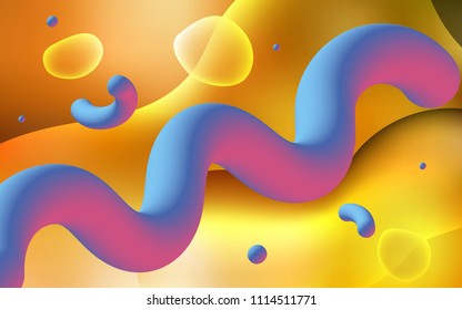 Light Orange vector pattern with bent lines. Blurred geometric sample with gradient bubbles.  Brand-new design for your ads, poster, banner.