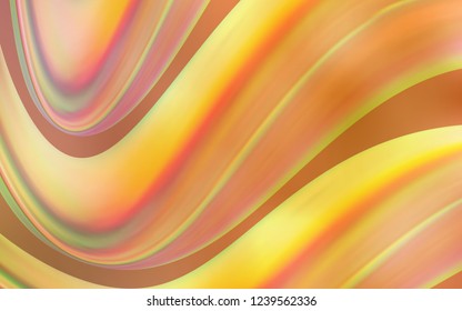 Light Orange vector pattern with bent ribbons. Glitter abstract illustration with wry lines. Textured wave pattern for backgrounds.