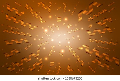 Light Orange vector pattern with christmas ribbons. Confetti on blurred abstract background with colorful gradient. The template can be used as a background for postcards.