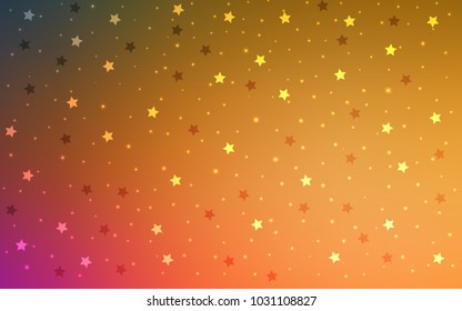 Light Orange vector pattern with christmas stars. Shining colored illustration with stars. The pattern can be used for wrapping gifts.