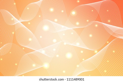 Light Orange vector pattern with christmas ribbons. Decorative shining illustration with ribbons on abstract template. New design for ad, poster, banner of your Party.