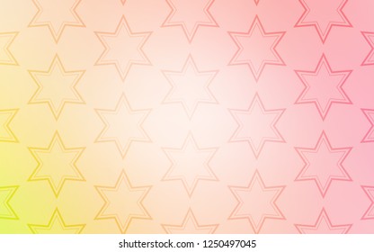 Light Orange vector pattern with christmas stars. Shining colored illustration with stars. Best design for your ad, poster, banner.