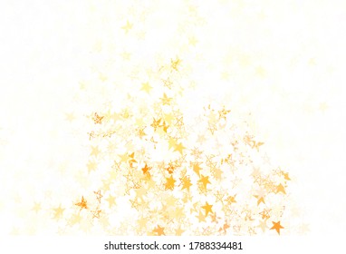 Light Orange vector pattern with christmas stars. Shining colored illustration with stars. Best design for your ad, poster, banner.