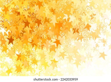 Light Orange vector pattern with christmas stars. Blurred decorative design in simple style with stars. Best design for your ad, poster, banner.