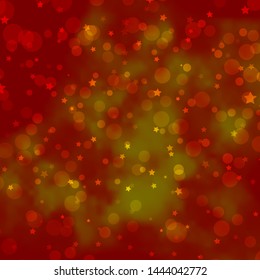 Light Orange vector pattern with circles, stars. Colorful illustration with gradient dots, stars. Pattern for design of fabric, wallpapers.