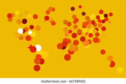 Light Orange vector pattern with colored spheres. Geometric sample of repeating circles  background in halftone style.