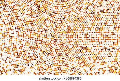 Light Orange vector pattern with colored spheres. Geometric sample of repeating circles on white background in halftone style.
