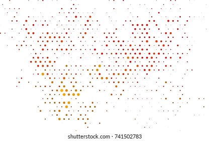 Light Orange vector pattern with colored spheres. Geometric sample of repeating circles on white background in halftone style.