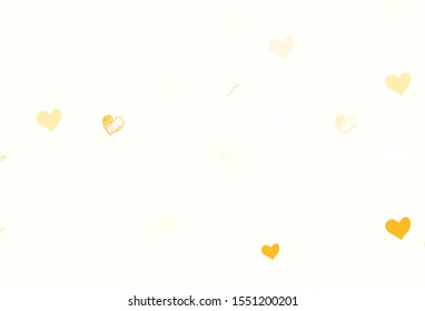 Light Orange vector pattern with colorful hearts. Illustration with hearts in love concept for valentine's day. Design for ad, poster, banner of Valentine Day.