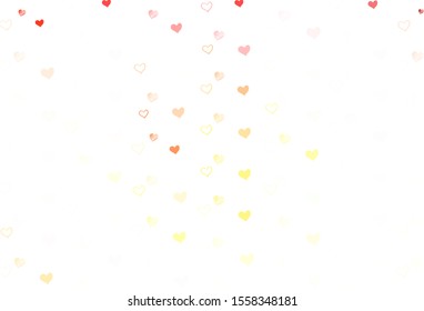 Light Orange vector pattern with colorful hearts. Beautiful colored illustration with hearts in celebration style. Design for ad, poster, banner of Valentine Day.