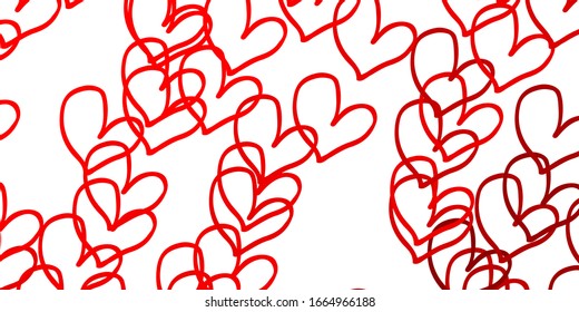 Light Orange vector pattern with colorful hearts. Glitter abstract illustration with colorful hearts in romantic style. Pattern for carnival, festival romantic leaflets.