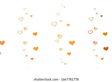 Light Orange vector pattern with colorful hearts. Smart illustration with gradient hearts in valentine style. Pattern for marriage gifts, congratulations.