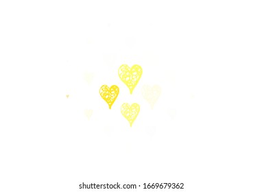 Light Orange vector pattern with colorful hearts. Beautiful celebration style hearts on abstract illustration. Pattern for valentine's ad, booklets.