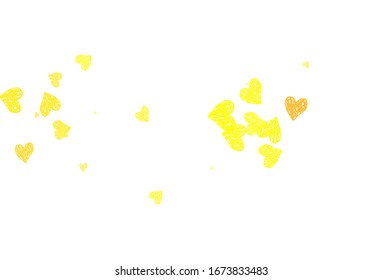 Light Orange vector pattern with colorful hearts. Shining illustration with hearts on abstract template. Design for a business advert of anniversary.