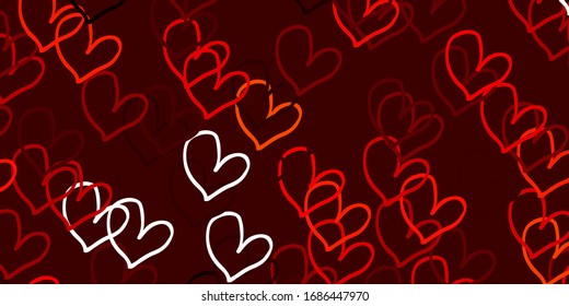 Light Orange vector pattern with colorful hearts. Illustration with hearts in love concept for valentine's day. Pattern for marriage gifts, congratulations.