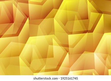 Hellorange Vektormuster mit bunten Hexagons. Abstrakte Glitter-Illustration im sechseckigen Stil. Design für Website-Poster, Banner.