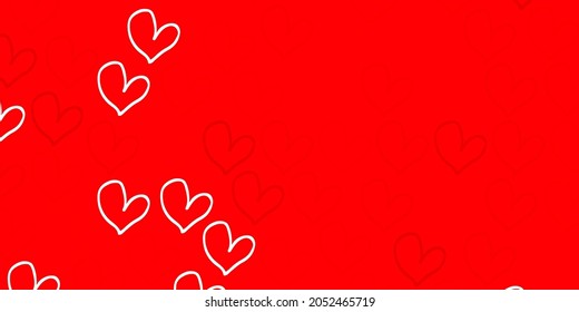 Light Orange vector pattern with colorful hearts. Illustration with signs of women strength and power. Simple design for your web site.