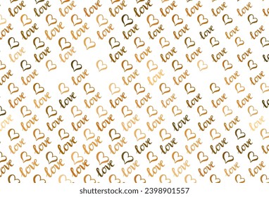 Light Orange vector pattern with colorful hearts. Decorative design with hearts in simple style . Design for celebrating of Valentine Day.