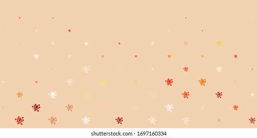 Light Orange vector pattern with coronavirus elements. Colorful abstract illustration with gradient medical shapes. Design for biohazard warning.