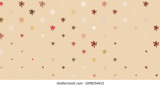 Light Orange vector pattern with coronavirus elements. Colorful  gradient illness symbols in simple abstract style. Simple design against epidemic information.