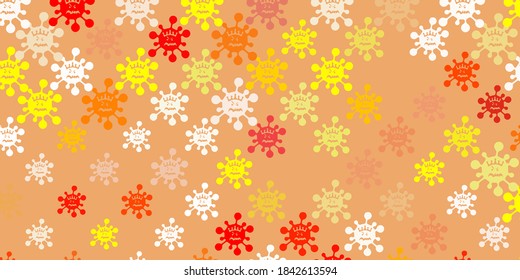 Light Orange vector pattern with coronavirus elements. Colorful  gradient illness symbols in simple abstract style. Best design for quarantine events.