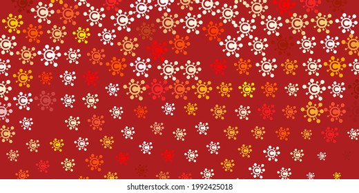 Light Orange vector pattern with coronavirus elements. Colorful abstract illustration with gradient medical shapes. Simple drawing against danger fever.