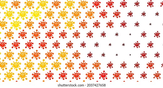 Light Orange vector pattern with coronavirus elements. Smart illustration with covid signs in decorative style. Simple design against epidemic information.