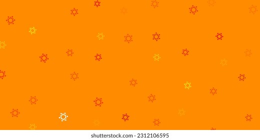 Patrón vectorial de naranja claro con elementos coronavirus. Ilustración abstracta colorida con formas médicas degradadas. Diseño simple contra la información epidémica.