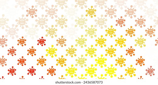 Light Orange vector pattern with coronavirus elements. Colorful  gradient illness symbols in simple abstract style. Best design for quarantine events.